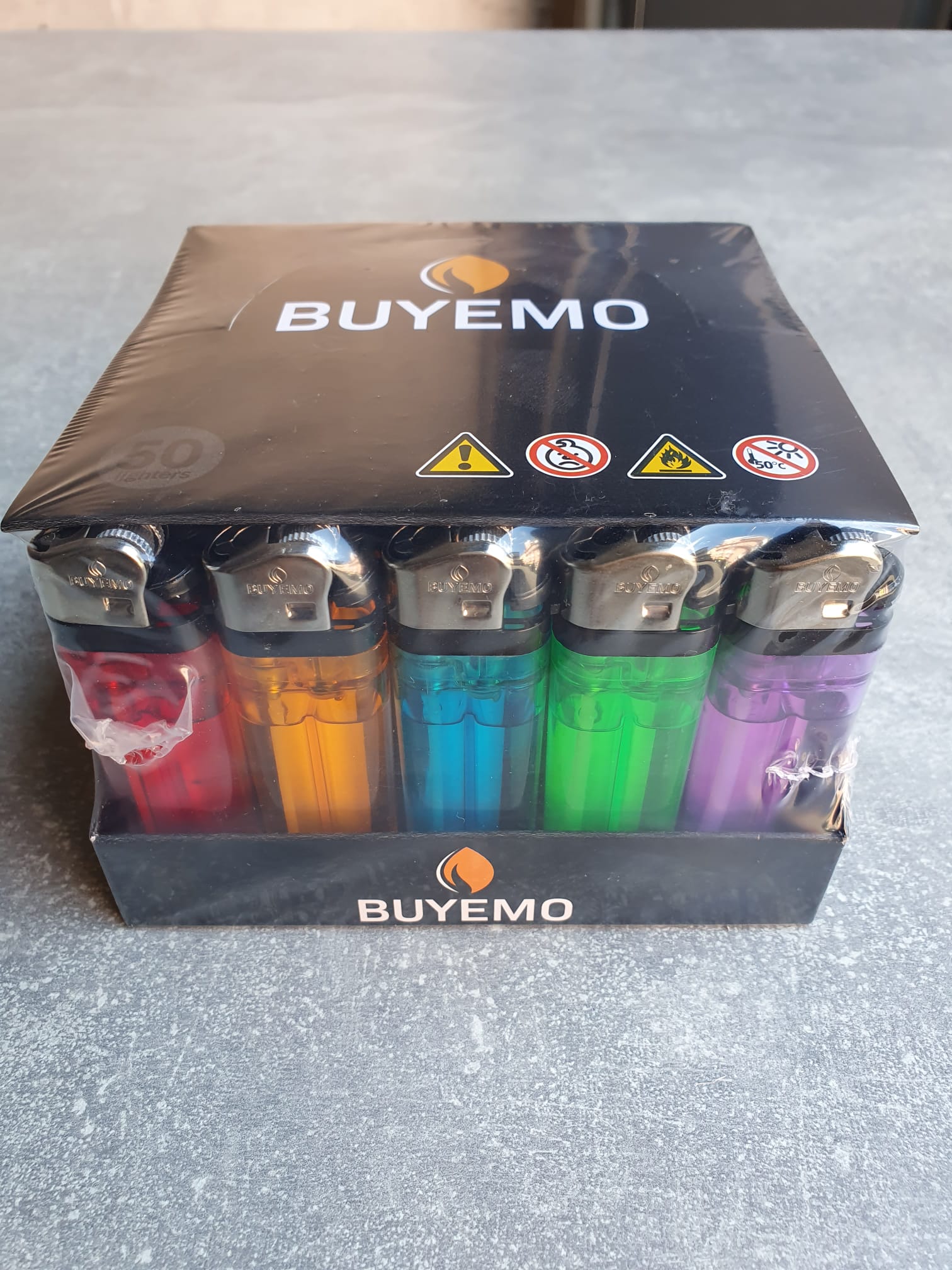 BUYEMO Einweg Feuerzeuge - 5 farben (50 Stück)