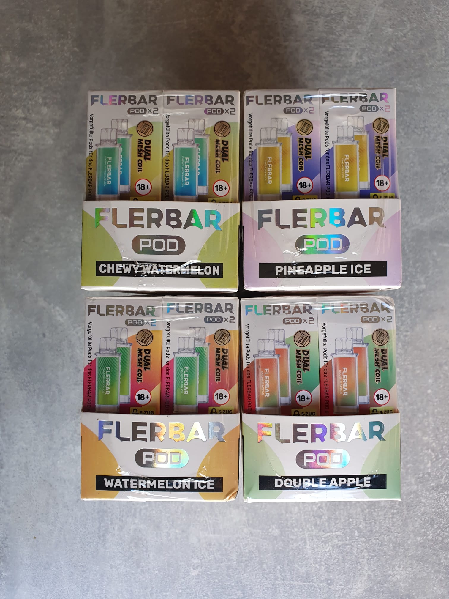 Flerbar Pod – 10 x 2er Pack Pods mit Dual Mesh Coil (verschiedene Sorten)