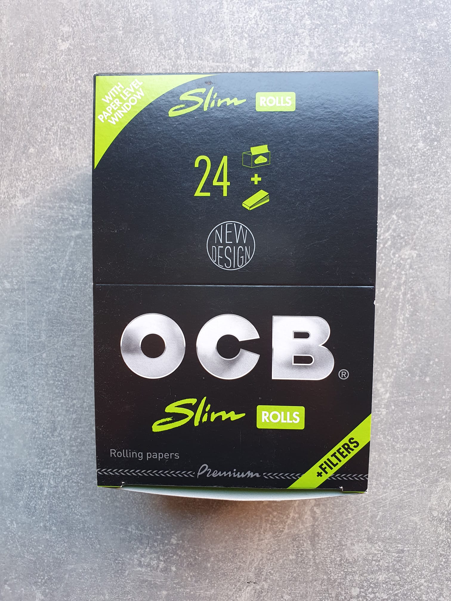 OCB Slim Premium Rolls + Filter – 24 Rollen Drehpapier mit Filtern (Großpackung)