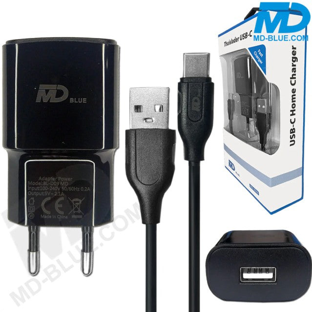 MD-Blue USB Ladegerät 2.1A + Lightning Kabel – Netzteil-Set für iPhone & iPad