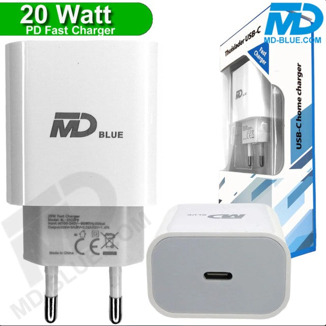 MD-Blue 20W USB-C PD Fast Charger Netzteil – Schnellladeadapter